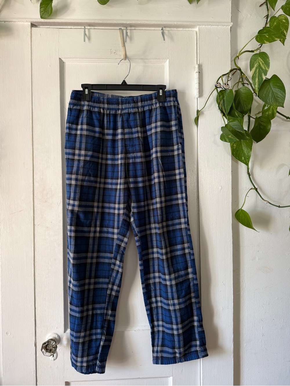 Men's Blue Plaid Lounge Pants - Comfortable Everyday Fit Red Head